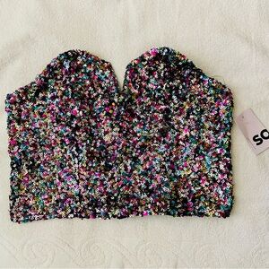 NWT SO Sequin Corset Top